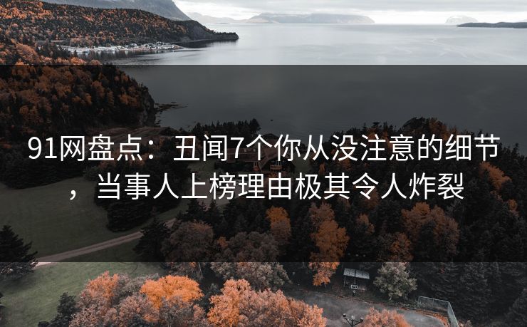 91网盘点：丑闻7个你从没注意的细节，当事人上榜理由极其令人炸裂