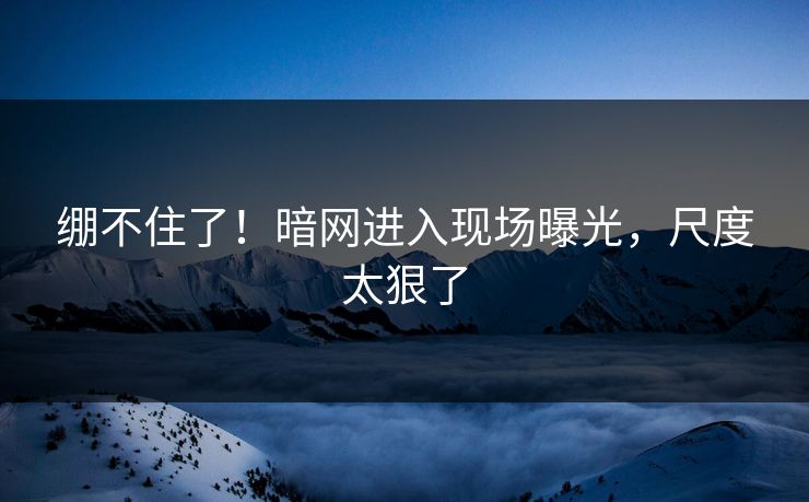 绷不住了！暗网进入现场曝光，尺度太狠了