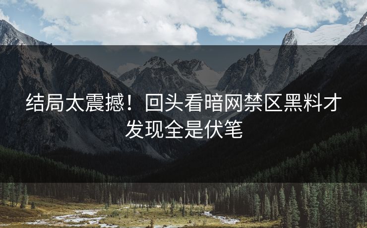 结局太震撼！回头看暗网禁区黑料才发现全是伏笔
