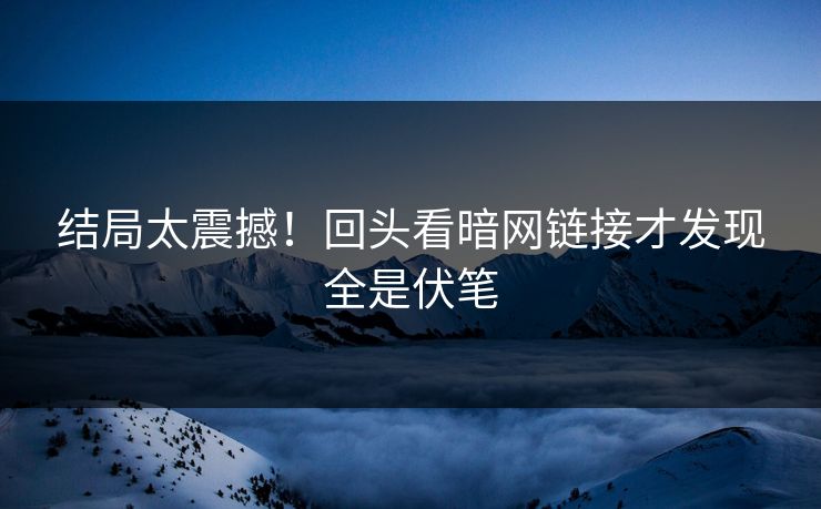 结局太震撼！回头看暗网链接才发现全是伏笔