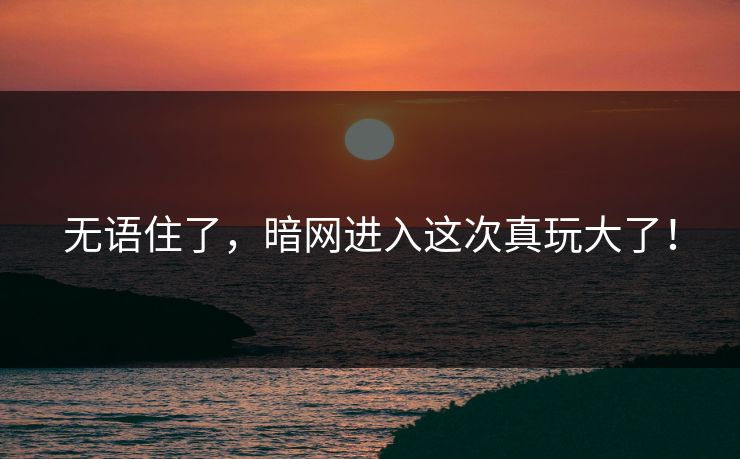 无语住了，暗网进入这次真玩大了！
