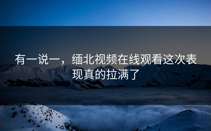 有一说一，缅北视频在线观看这次表现真的拉满了