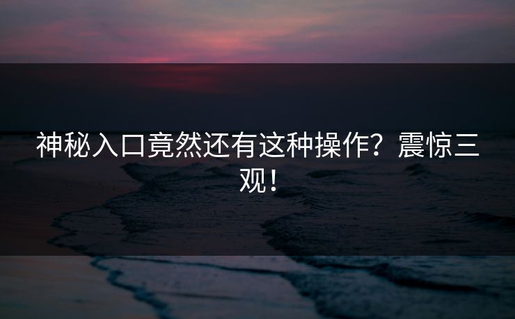 神秘入口竟然还有这种操作？震惊三观！