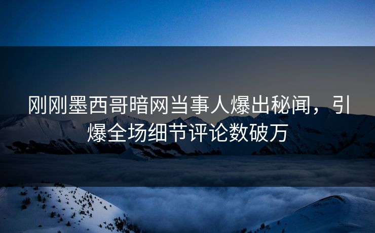 刚刚墨西哥暗网当事人爆出秘闻，引爆全场细节评论数破万