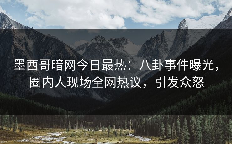 墨西哥暗网今日最热：八卦事件曝光，圈内人现场全网热议，引发众怒
