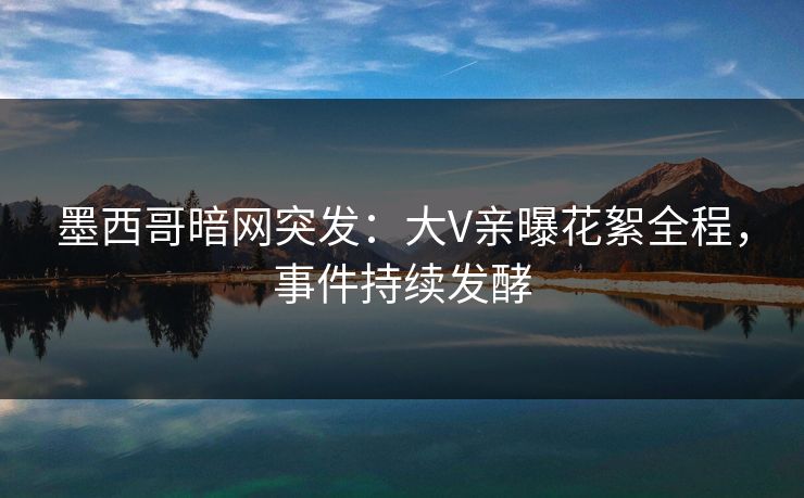 墨西哥暗网突发：大V亲曝花絮全程，事件持续发酵