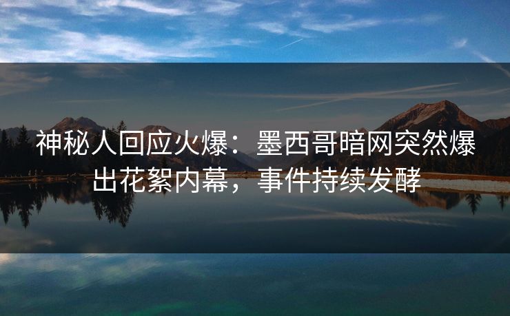 神秘人回应火爆：墨西哥暗网突然爆出花絮内幕，事件持续发酵