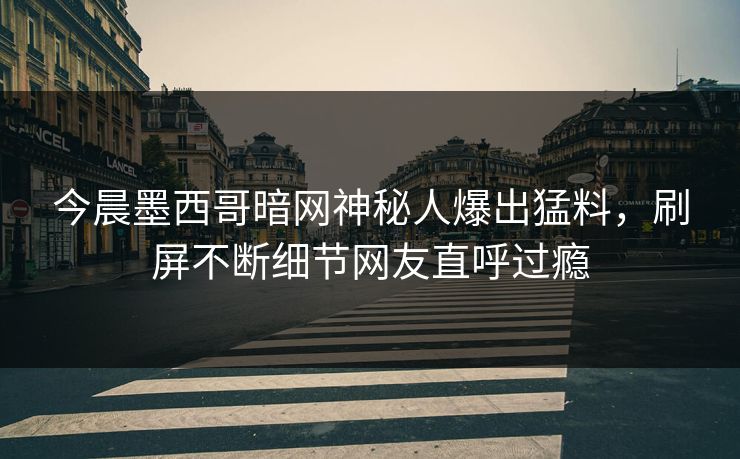今晨墨西哥暗网神秘人爆出猛料，刷屏不断细节网友直呼过瘾