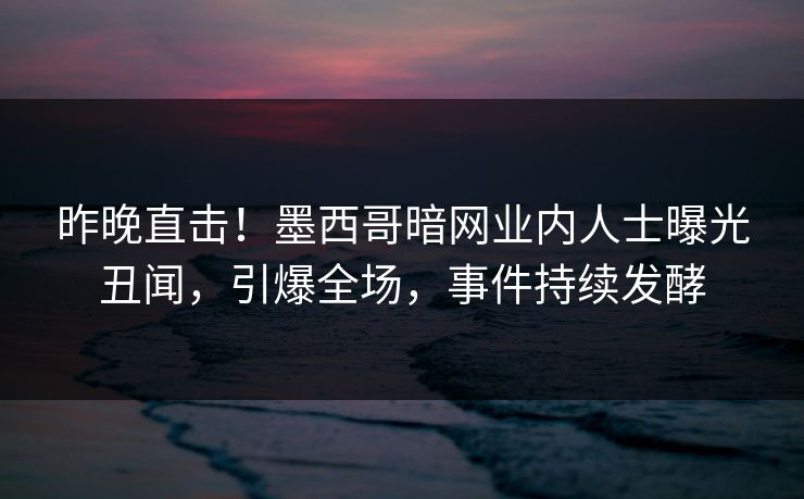 昨晚直击！墨西哥暗网业内人士曝光丑闻，引爆全场，事件持续发酵