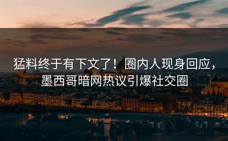 猛料终于有下文了！圈内人现身回应，墨西哥暗网热议引爆社交圈