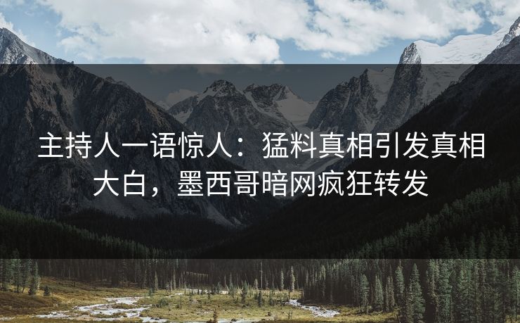 主持人一语惊人：猛料真相引发真相大白，墨西哥暗网疯狂转发