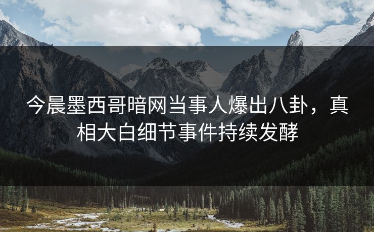 今晨墨西哥暗网当事人爆出八卦，真相大白细节事件持续发酵