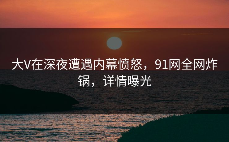 大V在深夜遭遇内幕愤怒，91网全网炸锅，详情曝光