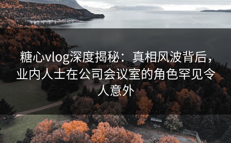 糖心vlog深度揭秘：真相风波背后，业内人士在公司会议室的角色罕见令人意外