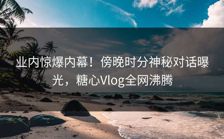 业内惊爆内幕!傍晚时分神秘对话曝光,糖心Vlog全网沸腾 业内惊爆内幕!傍晚时分神秘对话曝光,糖心Vlog全网沸腾