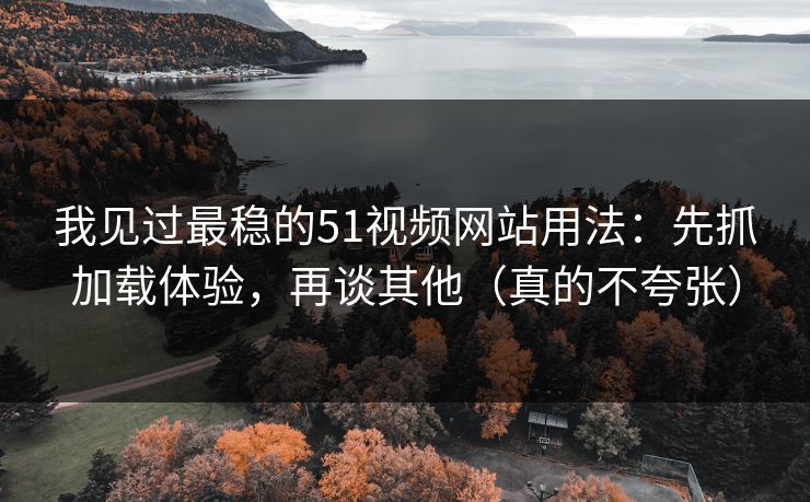 我见过最稳的51视频网站用法：先抓加载体验，再谈其他（真的不夸张）